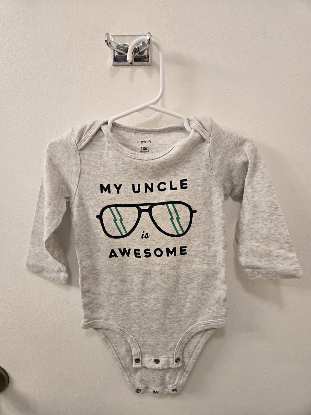 Carter's Light Gray 'My Uncle is Awesome' Long-Sleeve One-Piece